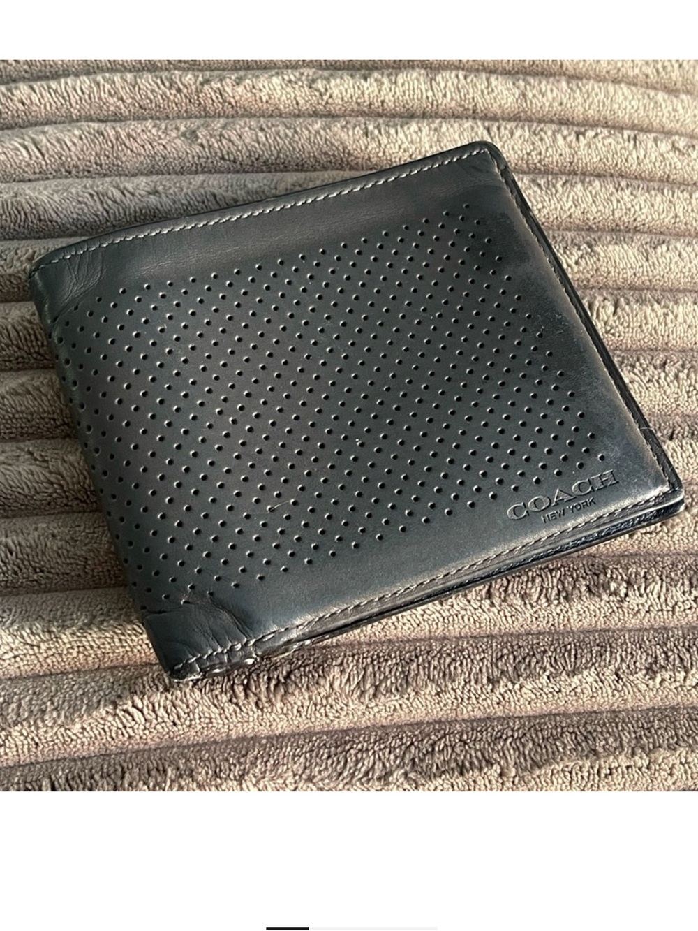 Coach Perforated grey Leather wallet